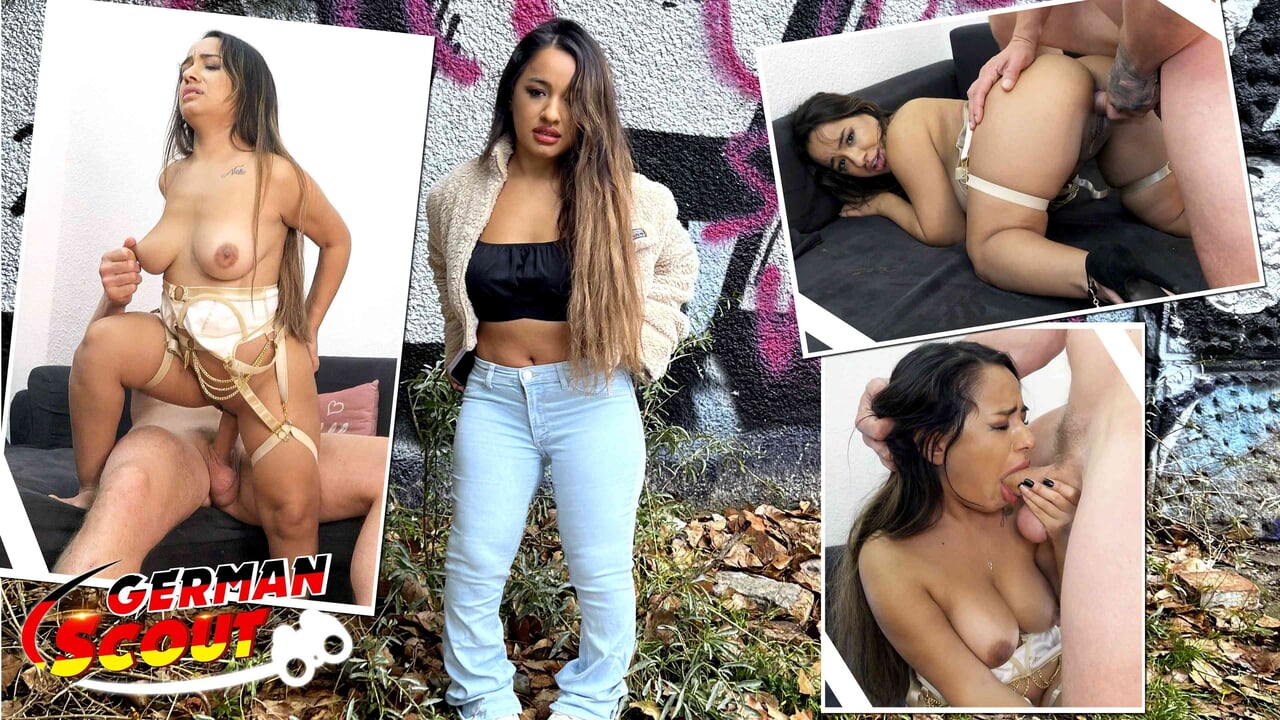 NIEMIECKA SKAUT - mała latynoska midget Munequita Enfadada rozmawiała do Big Dick Casting Fuck