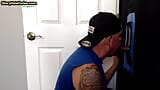 Gloryhole inked BJ mature gay sucks cock of his BF at home snapshot 13