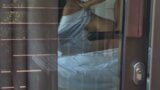 Voyeur caught couple having sex behind the opened curtains, doggystyle cumshot snapshot 7