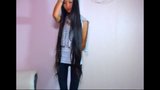 Mignon strip-tease asiatique aux cheveux longs, cheveux longs, cheveux snapshot 2