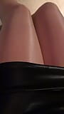 My legs looks so hot on sheer and shiny pantyhose layers and fine heeled sandals. snapshot 4