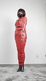 NANA Mummified with red plastic tape and then played with for orgasms snapshot 1