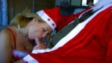 Threesome – girl in Xmas clothes fucks voyeur stranger snapshot 7