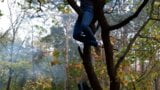 Girl climbed a tree to rub her pussy on it - Lesbian-illusion snapshot 7