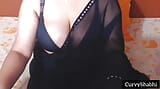 Indiana sexy em sari preto snapshot 10