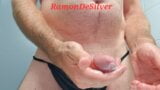 Master Ramon massages his divine cock in a sexy black thong with lots of spit and soap, very wet and cheesy, hot snapshot 6