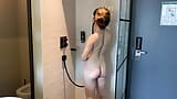 Unexpected night in hotel girl dancing naked in the shower then oil masturbation with pulsing pussy snapshot 8