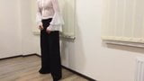 Blouse and wide pants. Secretary jerking snapshot 10