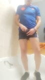 Nice piss in me shiny vintage Adidas footie shorts snapshot 4