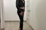 Office secretary tranny slut in leather skinny trousers snapshot 2