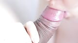 Close-up detailed blowjob with cum in mouth snapshot 11