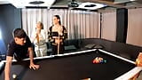 A threesome with two amazing latinas on a pool table snapshot 3