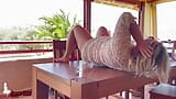 Amateur Wife Outdoor Masturbation on Table - Multiple Squirts and Orgasms - Real snapshot 13