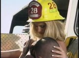 Starving blonde whore is serving the whole fire team right on the fire-truck snapshot 2