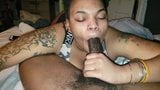 Fat tattooed brunette blowjob BBC - amateur snapshot 9