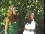 Hot lesbo bitch duo fuck each other using sex toys on the lawn snapshot 1