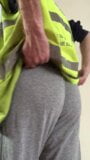 Scally builder's bulge in grey sweatpants and hi vis snapshot 3