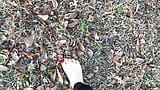 Sexy Feet Female Barefoot Outside Walking Dirty Soles Red Toenails Foot Fetish No Talking snapshot 3