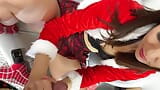 Hard and Fast Balls Play with Lots of Cum From a Hot Santa Girl in Short Skirt Teases a Big Cock for Cum with Handjob on Xmas snapshot 17