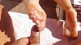 Selena's exiting naked outdoor body posing and footjob snapshot 11