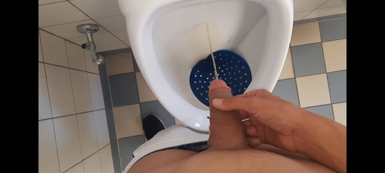 年轻学生在他的公立学校厕所撒尿