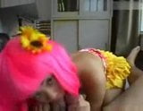 Asian girl with pink wig gives head snapshot 13