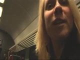 Horny Blonde Masturbates on Public Train gets Big Facial snapshot 15