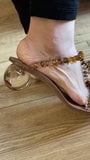 Asian mature feet soles in open heels snapshot 2