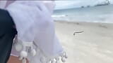 巨乳熟女がビーチで搾乳 snapshot 4