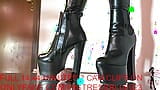 Mistress Elle with her chunky platform boots ruins her slave's cock snapshot 4