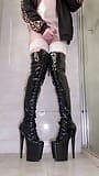 Blond crossdresser hellpunk_meow Masturbating in pink dress and high boots 2022-1 snapshot 5