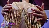 Sexy goddess plays with her big tits in chains outfit fuck big tits and sucks her nipples with a lot of pleasure snapshot 7