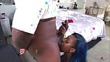 To get his BBC ready for filming the gorgeous ebony gives it an amazing blowjob snapshot 5