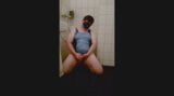 Chubby Femboy in Swimsuit Masturbating at the Shower snapshot 11