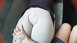 The leggings mark her big pussy and she invites me to touch her inside snapshot 5