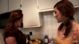 Proper lesbian seduction as the ladies hump each other on the cold kitchen floor snapshot 3