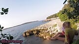 Teen teacher sucks my cock in a public beach in Croatia in front of everyone - it's very risky with people near- MissCreamy snapshot 9