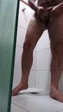 Hairy daddy jerk off and cum on shower snapshot 10
