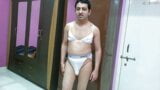 Sexy Sissy crossdresser femboy in white bra-pantie. snapshot 7