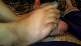 FOOTJOB WITH CUM ON TOES FROM MY RICAN WIFEY snapshot 6