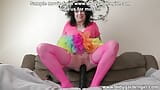 Dirtygardengirl in pink costume fuck her pussy & ass with long dildo and prolapse snapshot 3