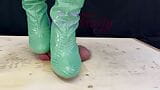 Heels Bootjob in Green Knee Boots (2 POVs) with TamyStarly - Ballbusting, Stomping, CBT, Trampling, Femdom, Shoejob snapshot 4