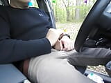 Horny so I pull the car over and jerk-off in a parking lot. I cum, get out and pull up my pants snapshot 5