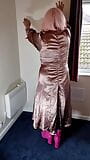 Hot tv crossdresser Nottstvslut in full length bronze metallic satin snapshot 7