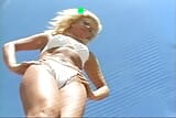 Amazing looking German blonde rubbing her shaved twat outdoors snapshot 4