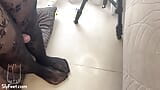 Black stockings footjob and huge load on soles snapshot 9