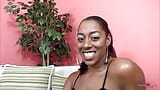 Ms. Juicy seductively reveals her thick ebony buns during the BBC blowjob porn scene audition snapshot 1