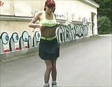 Retro Pantyhose VIdeo Of Teen Ira Skating Outside Stripping Off Clothes snapshot 2