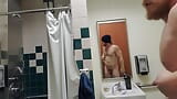 Some post workout posing fun in gym bathroom snapshot 6