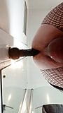 Black fishnet bodystocking and my new black anal dildo snapshot 9